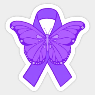 Purple Butterfly Awareness Ribbon Sticker